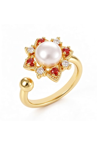 Bague - Plaqué or jaune - Zircons
