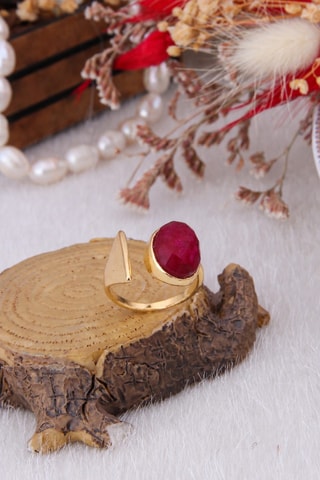 Bague - Plaqué or jaune et rubis