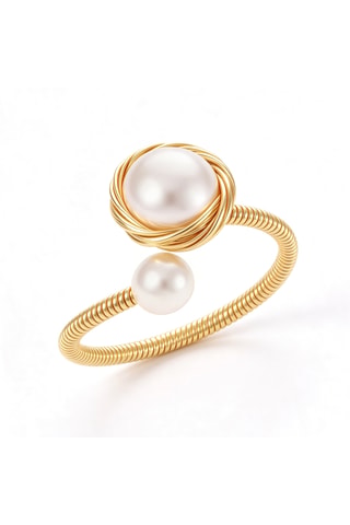 Bague - Plaqué or jaune et perles de culture