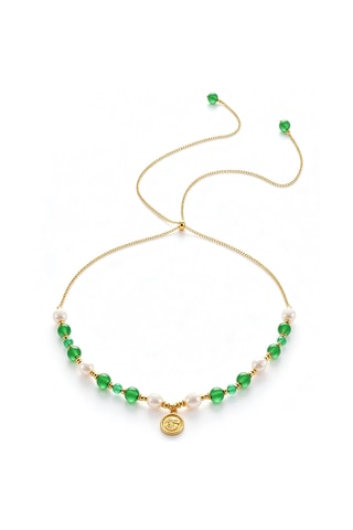 Collier - Plaqué or jaune, cristaux et perles de culture