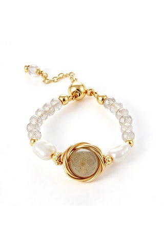 Bague - Plaqué or jaune, zircons et perles de culture