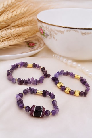Pulseira - Banhado a ouro amarelo e ametistas