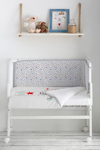 Culla fianco letto e biancheria da letto Nordic Bear - Bianco - 4 pezzi - Bianco