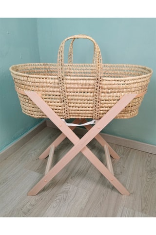 Cesta portabebè e supporto Palme - 28 x 74 x 23 cm  - Dalla nascita - Fino a 6 mesi - Bianco e rosa