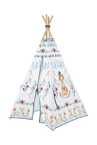 Tipi in faggio Fox - Bianco e blu - 170 x 86 cm - Da 24 mesi