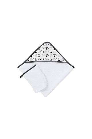 Asciugamano e guanto da bagno Wild Bear - Bianco e nero - 75 x 75 cm