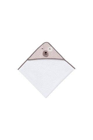 Asciugamano Smiling Bear - Bianco e taupe - 100 x 100 cm 