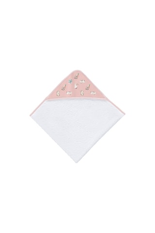 Mantellina da bagno Rabbit Family - Bianco e rosa - 100 x 100 cm 