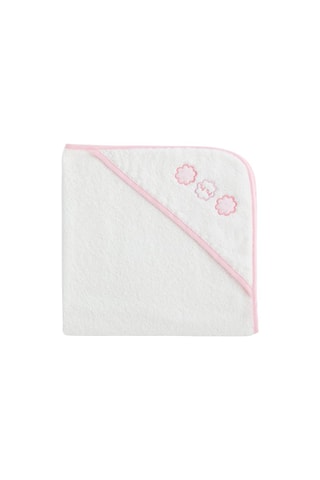 Mantellina da bagno Très Chic  - 100 x 100 cm - Bianco e rosa