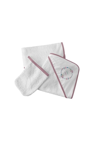 Mantellina da bagno e guanto Dulces Sueños - 75 x 75 cm - Da 24 mesi - Rosa