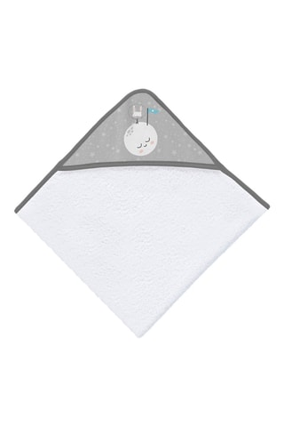 Mantellina da bagno Space Rabbit - 100 x 100 cm - Bianco e grigio