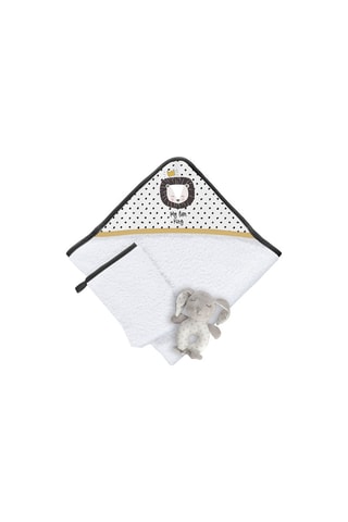 Cofanetto mantellina da bagno, guanto e peluche doudou My Lion King - 3 pezzi - 75 x 75 cm - Bianco e nero