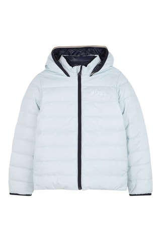 Dubbelzijdige gewatteerde jas met capuchon - Blauw - Boss