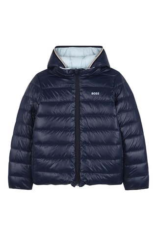 Dubbelzijdige gewatteerde jas met capuchon - Blauw - Boss