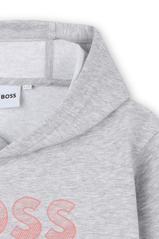 Sweater met capuchon - Gemêleerd Grijs - Boss