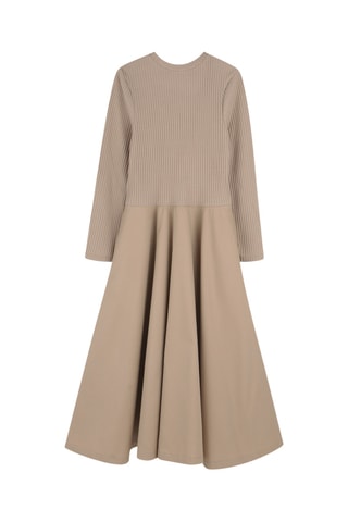 Jurk van 2 Materialen - Beige - DKNY