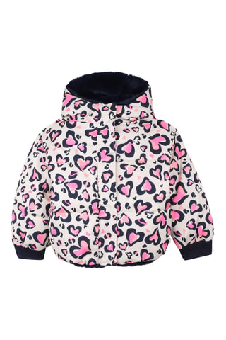 Dubbelzijdige gewatteerde jas met capuchon - Roze en Marineblauw- Billieblush