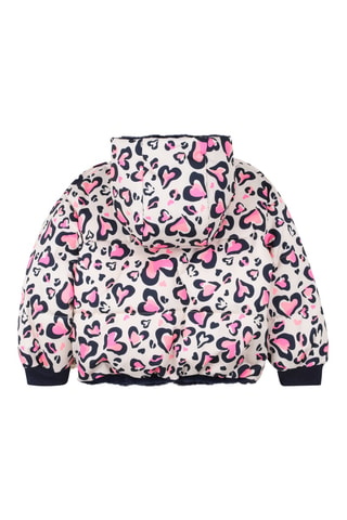 Dubbelzijdige gewatteerde jas met capuchon - Roze en Marineblauw- Billieblush