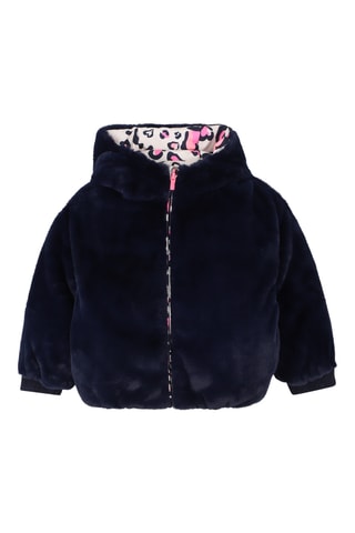 Dubbelzijdige gewatteerde jas met capuchon - Roze en Marineblauw- Billieblush