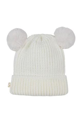 Fleece muts met pompon - Ecru - Billieblush