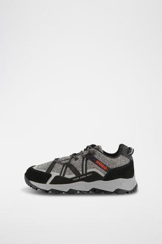 Splitnubuck Sneakers - Zwart en Gemêleerd Donkergrijs- Hugo