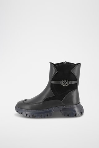 Splitleer Nubuck Enkellaarzen - Zwart - Hugo