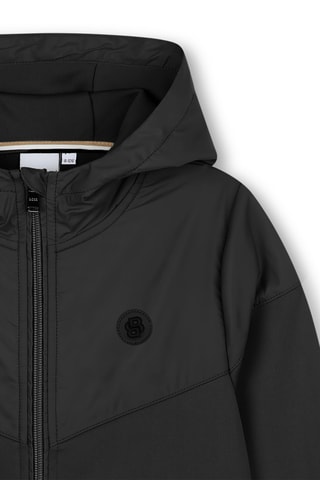 Sweater van 2 materialen met capuchon - Zwart - Boss