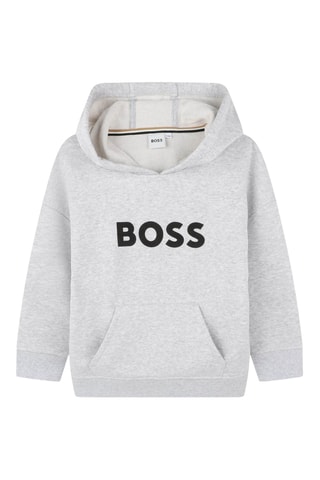 Sweater met capuchon - Gemêleerd Grijs - Boss