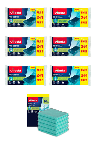 10 panni in microfibra Pro Clean - Azzurro, 2 spugne + 1 gratuita Pro Clean e 2 spugne + 1 gratuita Pro Clean