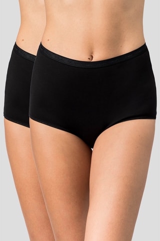 2 culottes taille haute en coton biologique - Noir