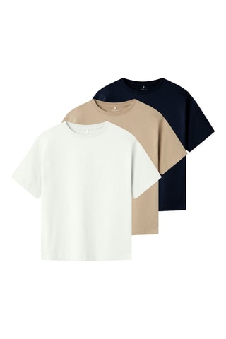 3 t-shirts - Blanc et bleu marine - Name It