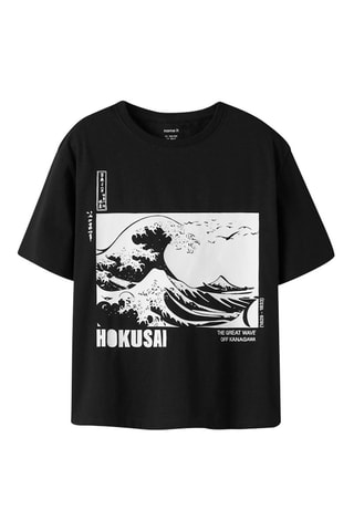 T-shirt regular La Grande Vague de Kanagawa Katsushika Hokusai en coton biologique  -  Noir - Name It