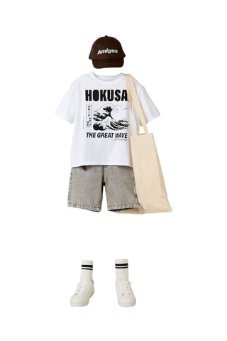 T-shirt regular La Grande Vague de Kanagawa Katsushika Hokusai en coton biologique  -  Blanc - Name It