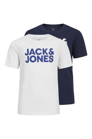 2 t-shirt in cotone bio - Navy e bianco - Jack&Jones Junior