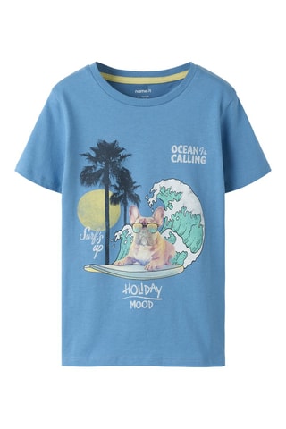 T-shirt en coton biologique - Bleu cobalt - Name It