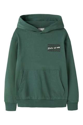 Sweat à capuche en coton biologique - Vert - Name It