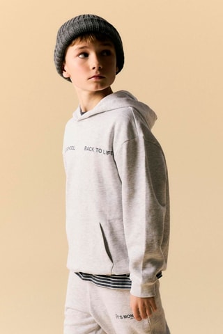 Sweat à capuche en coton biologique - Gris clair chiné - Name It