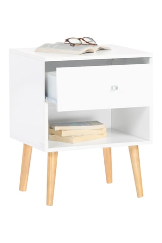 2 mesillas de noche de 1 cajón Emmie - Patas de madera - 40 x 50 x 34 cm