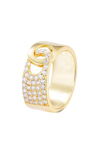 Bague - Argent plaqué or jaune et zircons
