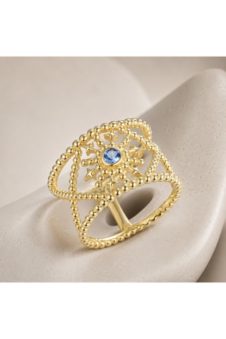 Bague - Argent plaqué or jaune et spinelle