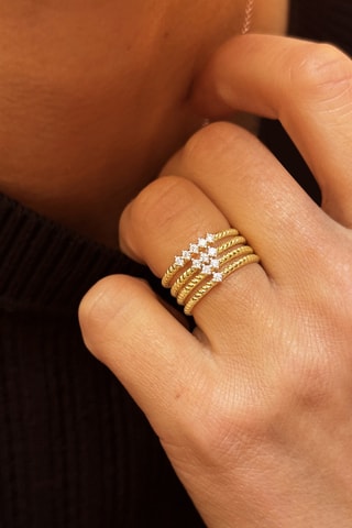 Bague - Argent plaqué or jaune et argent