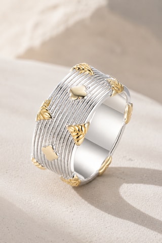 Bague - Argent plaqué or jaune et blanc