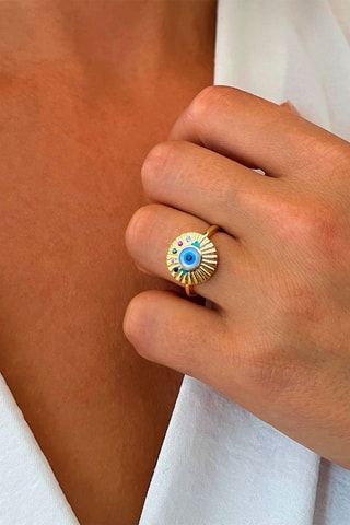 Bague - Argent doré à l'or fin jaune, saphir, émeraude, améthyste et rubis