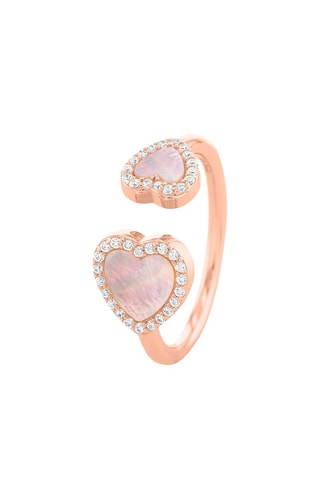 Bague - Argent plaqué or rose et nacre