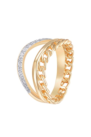Bague - Argent plaqué or jaune et argent