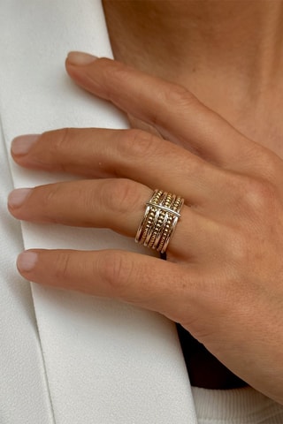 Bague - Argent, plaqué or jaune et plaqué argent