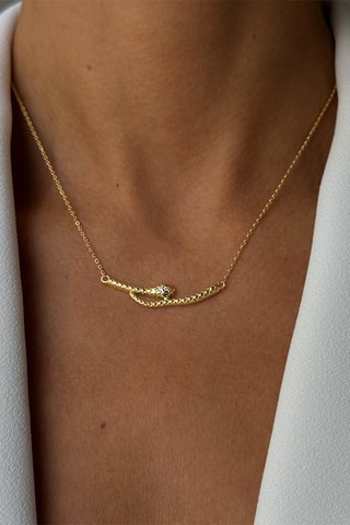 Collier - Argent plaqué or jaune et zirconiums