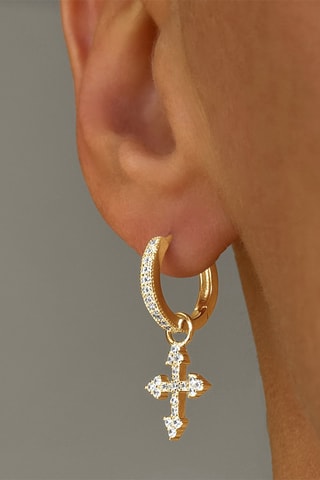 Boucles d'oreilles - Argent plaqué or jaune et zircons