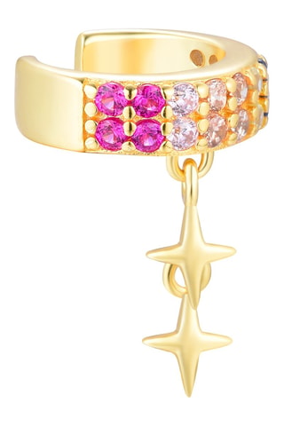 Earcuff - Argent doré à l'or fin jaune, saphirs, émeraudes, améthystes et rubis