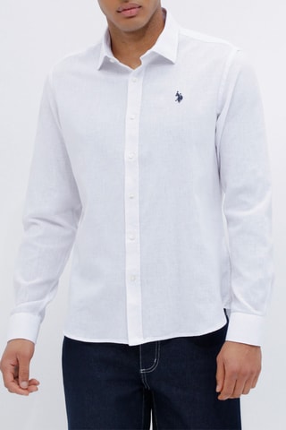 Chemise slim en lin - Blanc